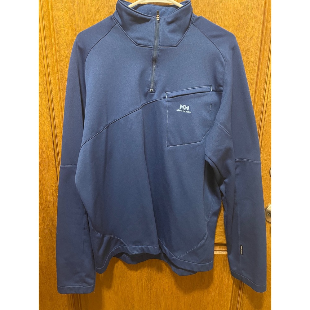 Helly Hansen Mens 1/4 Zip Fleece Pullover Navy Blue Hiking Sweater Large